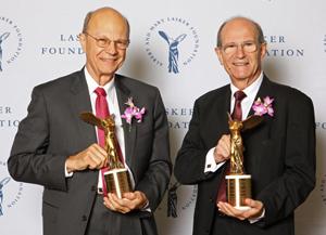 Alim-Louis Benabid and Mahlon DeLong share the 2014 Lasker-DeBakey Clinical Medical Research Award. Credit: Albert and Mary Lasker Foundation
