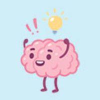 a human brain with a lightbulb and exclamation points above it