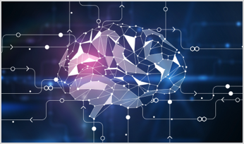 A human brain that appears digitalized