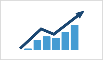 a bar graph with an arrow indicating ascension