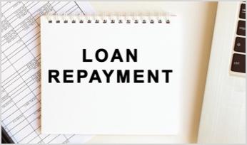 a notecard reading Loan Repayment