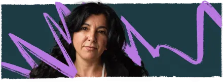 Woman with long, dark brown hair.