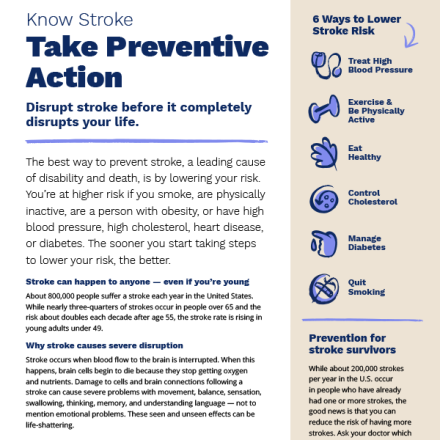 Know Stroke: Take Preventive Action flyer cover page