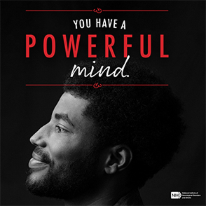 Social media graphic with the profile of a Black man titled "You Have a Powerful Mind.”