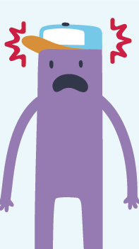 Purple character with red emphasis around his head