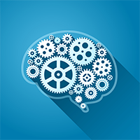 Brain with gears representing thought
