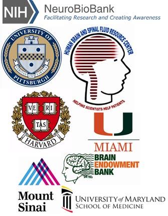 Poster of the six partner sites' logos for the NIH NeuroBioBank