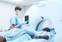 Man undergoing a computed tomography (CT scan)