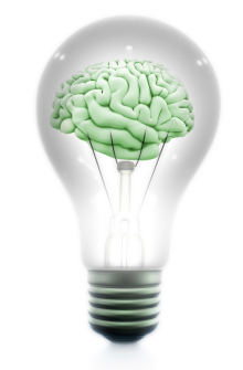 Lightbulb with brain inside