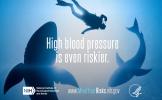 Image of diver and shark representing the NIH’s Mind Your Risks® campaign urges Americans to control their blood pressure to reduce the risk of dementia.