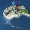 cartoon image of a brain as an island with communication equipment on it